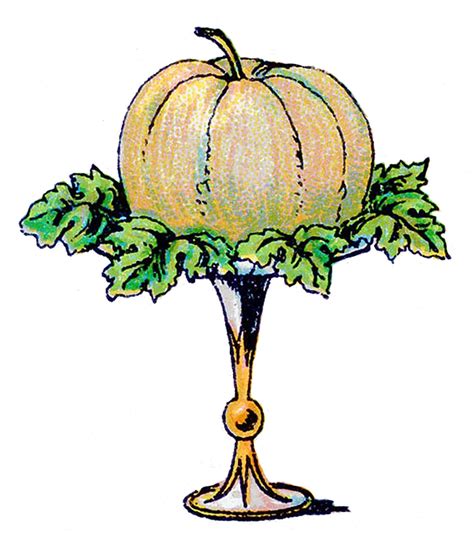 Vintage Clip Art - Pumpkin on a Pedestal - The Graphics Fairy