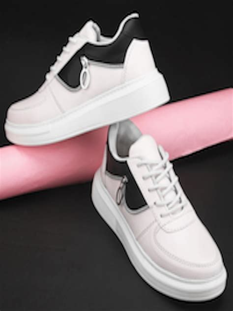 Buy The Roadster Lifestyle Co Women White And Black Colourblocked Lightweight Sneakers Casual