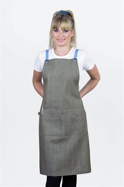 Buy Bella Bib Apron Latte With Sky Ties Online Aussie Chef Aprons