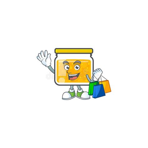 Cute Confiture En Bocal Avec Shopping De Personnages Illustration De