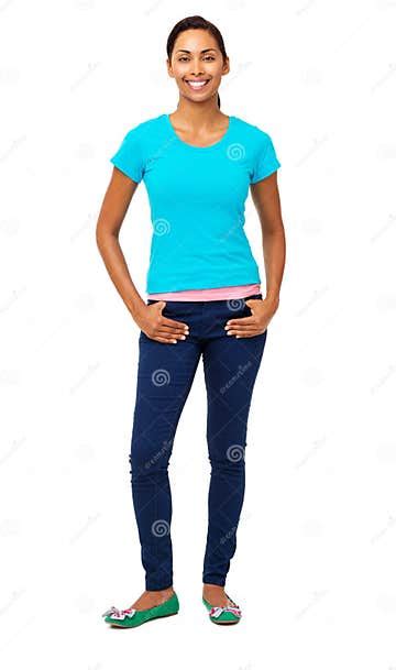 Confident Woman Standing With Hands In Pockets Stock Image Image Of