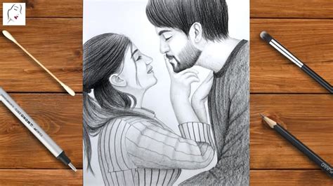 How To Draw A Romantic Girl And Boy Step By Step Cute Couple Drawing