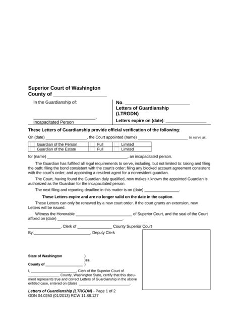 Washington Guardianship Form Fill Out And Sign Printable Pdf Template