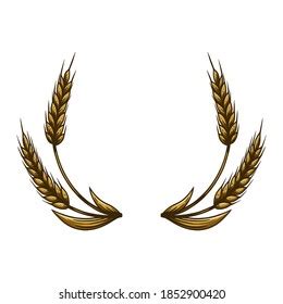 Illustration Wheat Spikelet Engraving Style Design Stock Vector