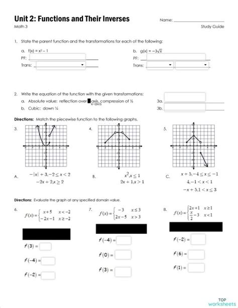 Unit 2 Functions And Their Inverses Interactive Worksheet Topworksheets