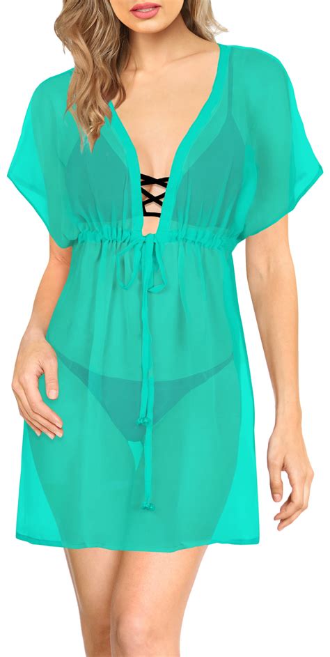 Happy Bay Women S Beach Bikini Sheer Chiffon Cover Up V Neck Dress