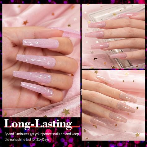 Rarjsm Juego De Esmaltes De U As De Gel Con Purpurina Nude Color Arco Ris Brillante Pigmento