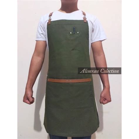 Jual Celemek Apron Barista Kombinasi Kulit Celemek Masak Shopee Indonesia