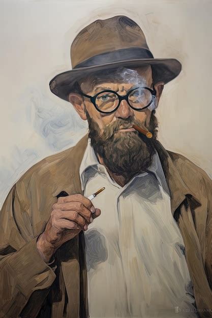 Premium Photo | A painting of a man smoking a cigarette