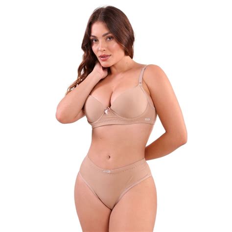 Conjunto Lingerie Calcinha e Sutiã Bojo Liso Reforçado Básico Microfibra Shopee Brasil