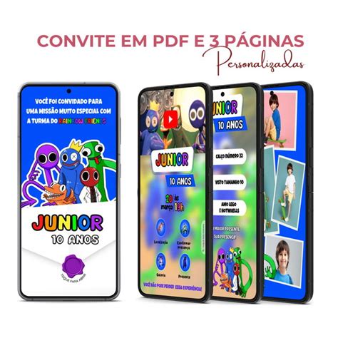 Convite Virtual Interativo Animado Rainbow Friends Vídeo