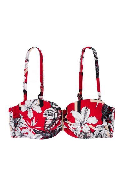 Dorina Bandeau Bikini Top Orange Floral Swim Tops Odel Lk