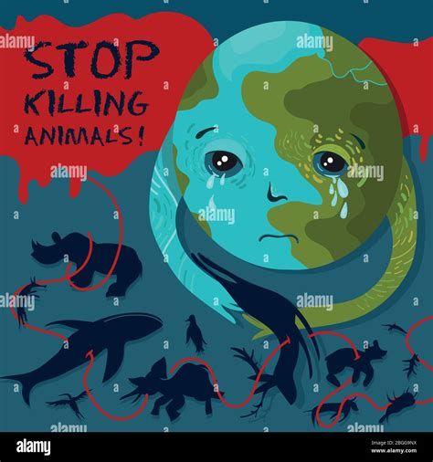 Stop Killing Animals Vector Conceptual Zoo Protection Illustration