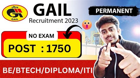 Gail Vgl Recruitment 2023 1750 Post Bebtechdiplomaiti Eligible