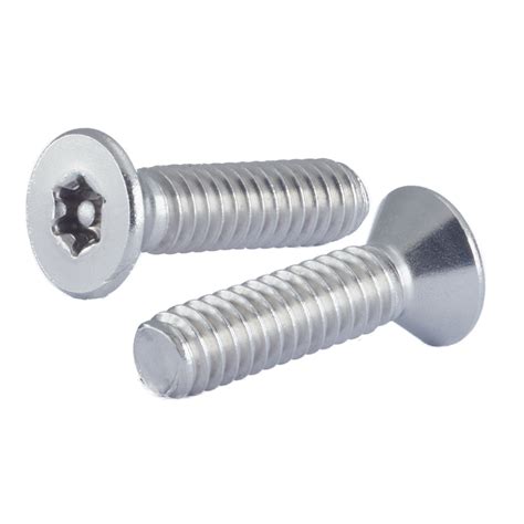 8 32 X 1 Stainless Steel Tamperproof 6 Lobe Pin In Flat Head Head Machine Screw Box Of 350