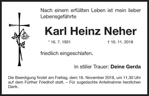 Traueranzeigen Von Karl Heinz Neher Trauer Nn De