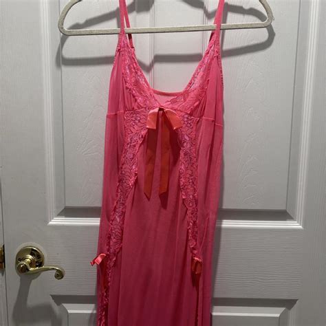 Thrifted Hot Pink Slip Dress Cute Bows And Depop
