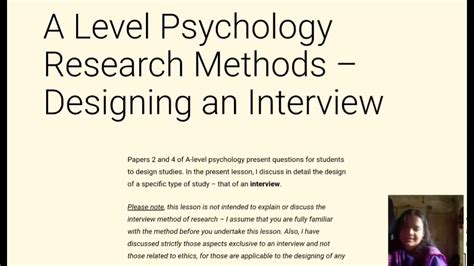 A Levels Psychology Designing An Interview Study For Paper