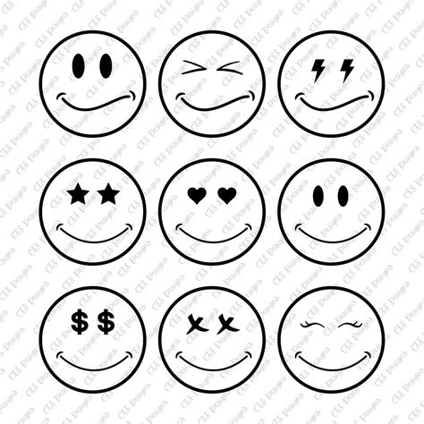 Smiley Face Png Svg Smiley Face Bundle Smiley Face Svg Etsy