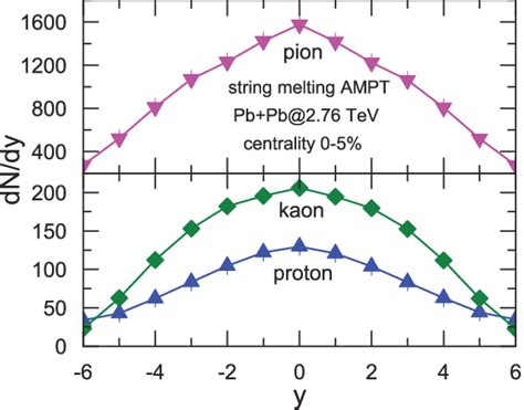 Color Online Rapidity Distributions Of Protons Kaons And Pions In