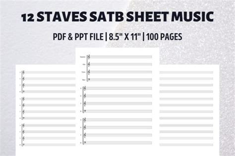 12 Staves for Choir SATB Sheet Music Graphic by Creative Studio ...