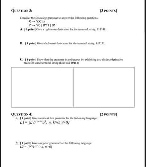 Solved Question 1 [3 Points Consider The Following Grammar