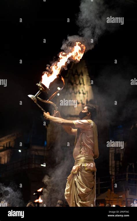 Varanasi Ghats Night Photos Stock Photos Stock Photo - Alamy