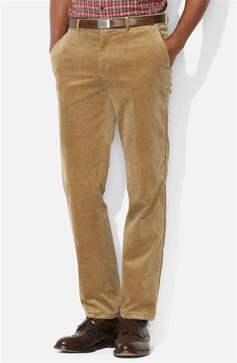 Polo Ralph Lauren Preston Flat Front Corduroy Pants In Yellow For Men