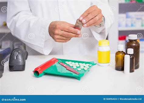 Pharmacist Preparing Some Medicine Stock Photo Image Of Hospital