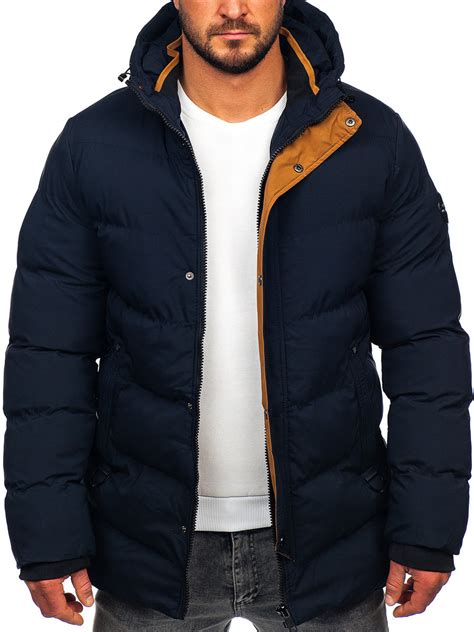 Chaqueta Acolchada De Invierno Parka Para Hombre Azul Oscuro Bolf