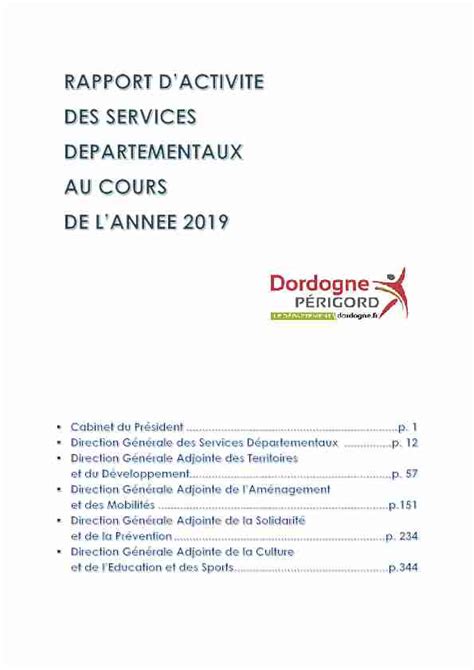 Rapport dactivité des Services Départementaux au cours de lannée PDF