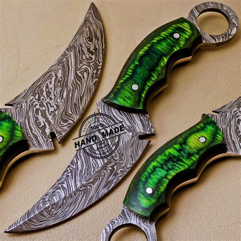 Mini Damascus Karambit Knife Custom Handmade Damascus Steel Etsy