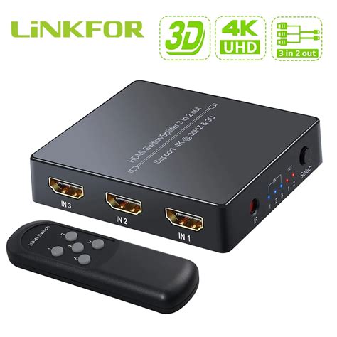 LiNKFOR 3ใน2 Out HDMI Switch 3พอรต2พอรต HDMI 1 4 Splitter IR ระยะไกล