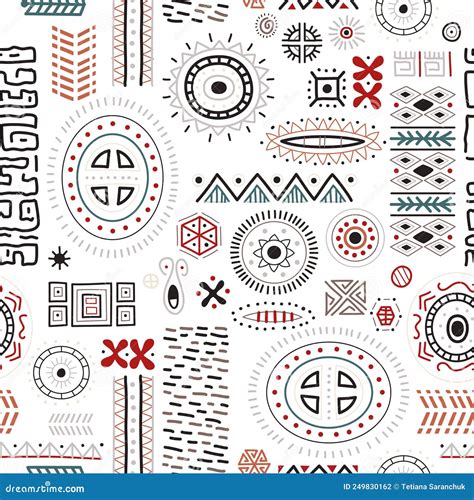 African Art Decoration Pattern Tribal Geometric Shapes Seamless