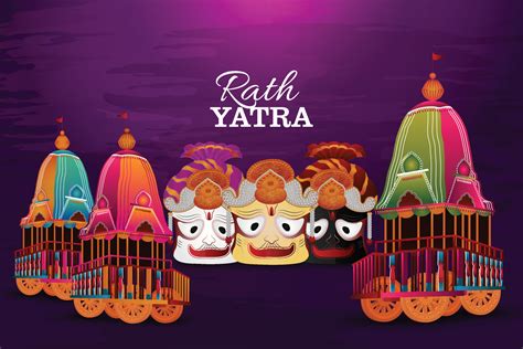 Happy Jagannath Rath Yatra Celebration Background With Vector