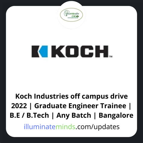 Koch Industries Off Campus Drive Graduate Engineer Trainee B E