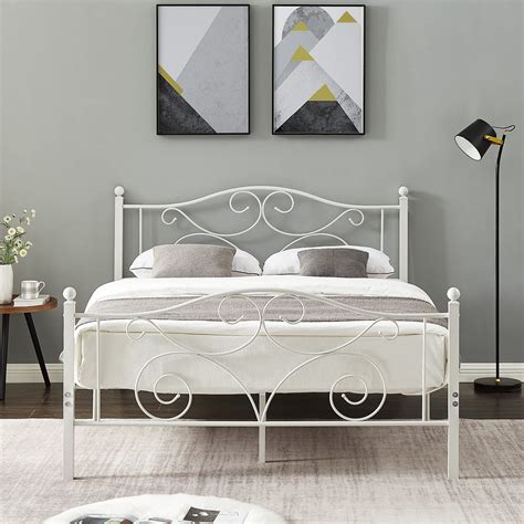 VECELO Full Size Metal Bed Frame with Headboard and Footboard, Iron ...