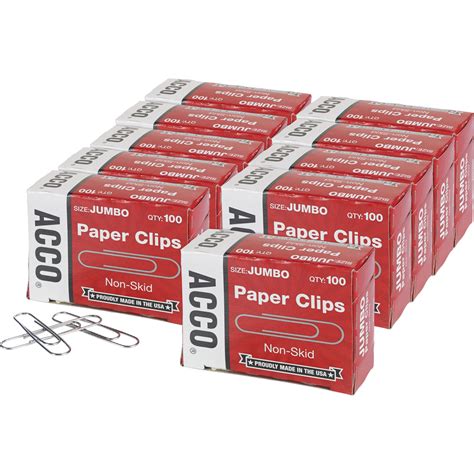 Acco Economy Jumbo Non Skid Paper Clips Paper Clips Acco Brands