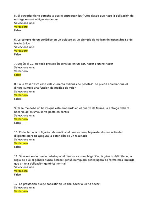 Preguntas Examen Derecho Obligaciones Exámenes De Derecho Civil Docsity