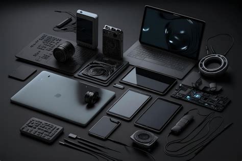 Premium Photo | Collection of Electronic Devices on a Black Background ...