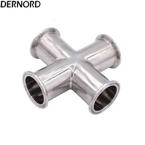 DERNORD 51mm Pipe OD X 2 Tri Clamp 4 Way Cross Sanitary Fitting 304