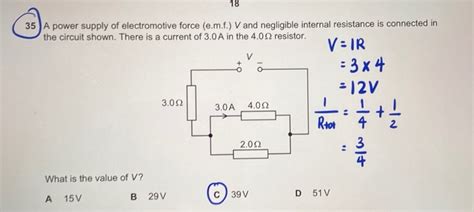 Solved 18 35 A Power Supply Of Electromotive Force Emf