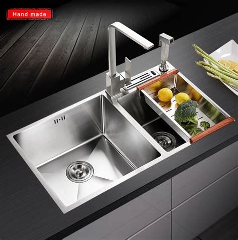 Modern Stainless Steel Double Bowl Undermount Brushed Kitchen Sink