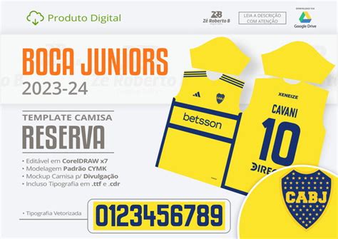 Arte Camisa Boca Juniors Reserva 2023 24 Produtos Elo7