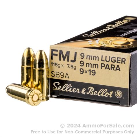 1000 Rounds Of Discount 115gr FMJ 9mm Ammo For Sale By Sellier Bellot