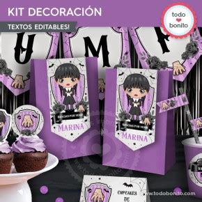 Merlina kit imprimible decoración de fiesta