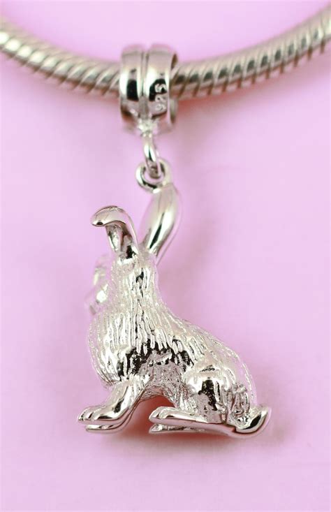 Rabbit Bunny Charm Solid 925 Sterling Silver Cute 3d Animal Etsy