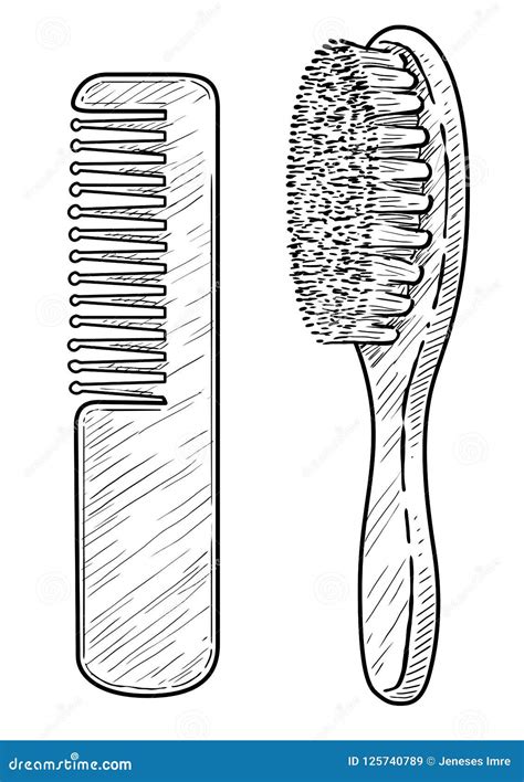 Baby Brush Comb Illustration Drawing Engraving Ink Line Art