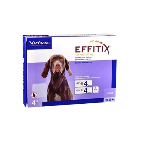 Virbac Effitix Spot On Chien Moyen De 10 A 20 Kg Capacite 4 Pipettes