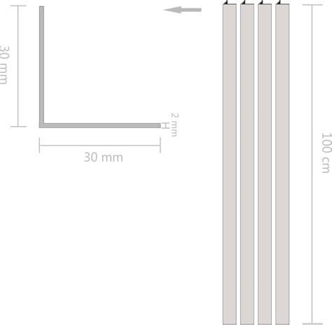 Hoekbuizen L Profiel 1m 30x30x2 Mm Aluminium 4 St